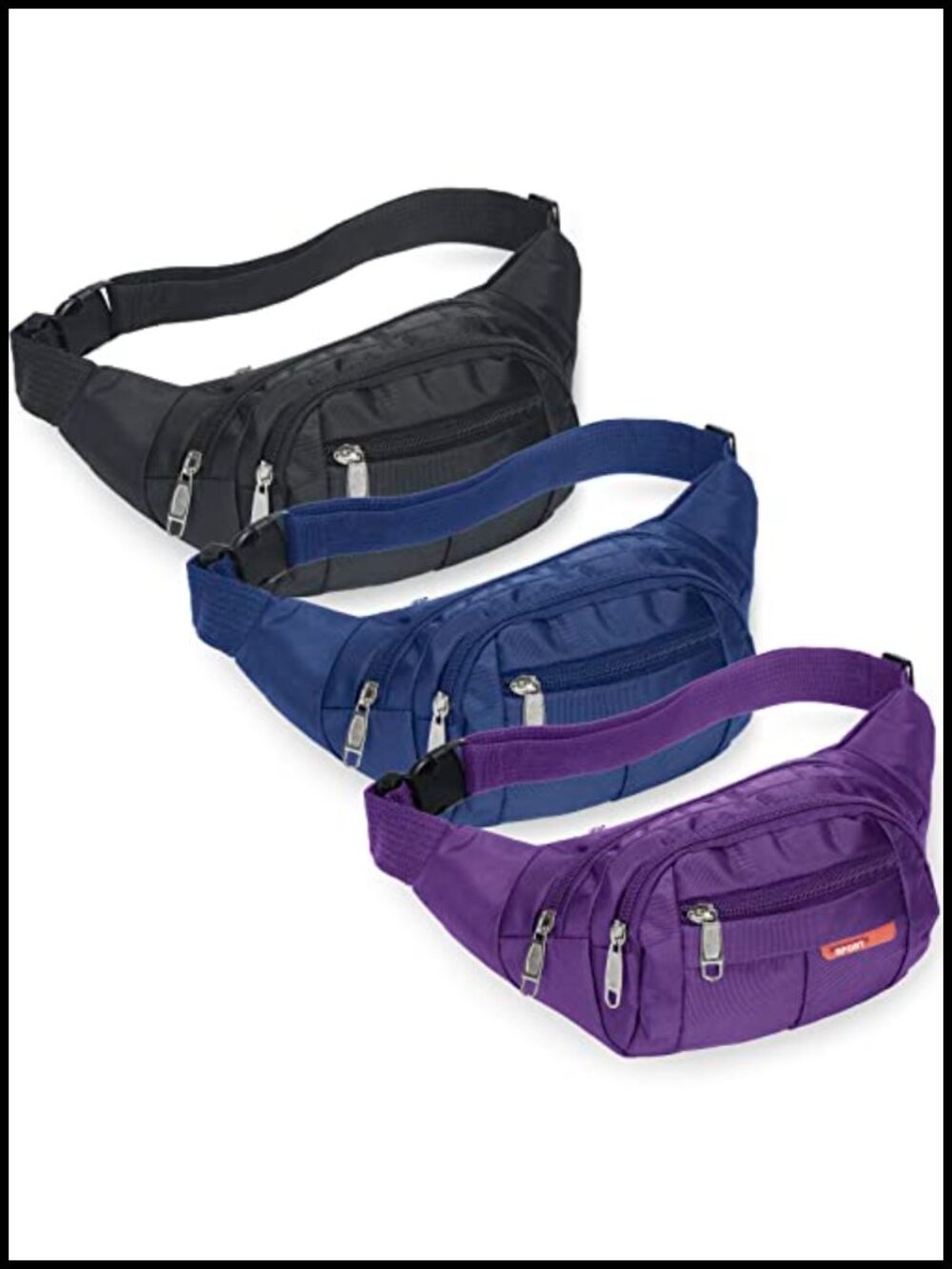 3 Pack Crossbody Fanny Packs Waterproof Waist Bags for Travel Running